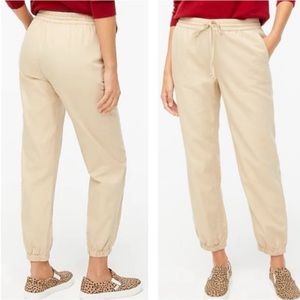 J. Crew Style BA130 Cream Lightweight Tie Waist Jogger Pant In Cotton Twill Sz 4